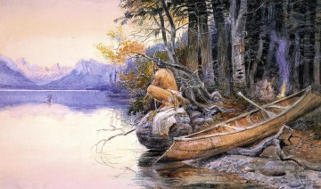  mer Galerie - Camp indien Lac McDonald Art occidental Amérindien Charles Marion Russell